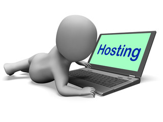 Hosting Character Laptop Shows Www Internet Or Website Host