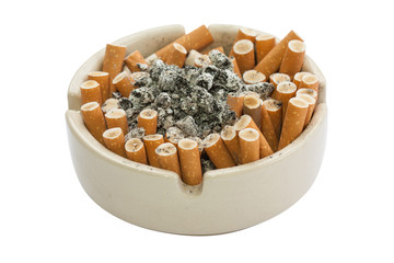 isolated of full cigarette ashtray