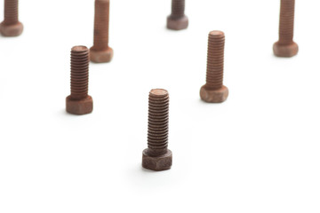 the old bolts, isolated on white