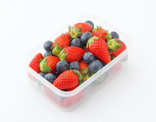 Strawberry and blueberry mix in lunch box