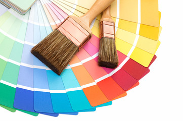 two brushes on a palette color guide