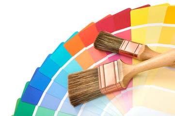 two brushes on a palette color guide