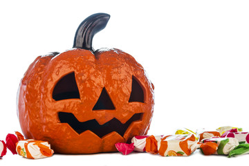 Halloween pumpkin with candies