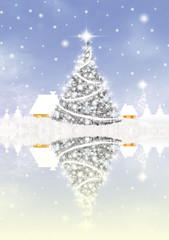 Christmas tree in winter landscape