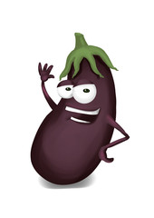 Happy aubergine cartoon