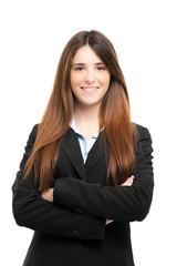 Obraz premium Young businesswoman portrait isolated on white