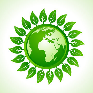 Eco earth inside the leaf background stock vector