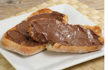 chocolate spread on toast