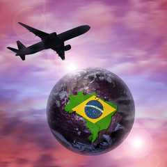 Obraz premium airplane world, brazil Elements of this image furnished by NASA