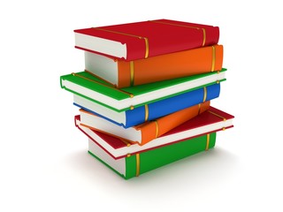 Stack of Books on white background. 3d render