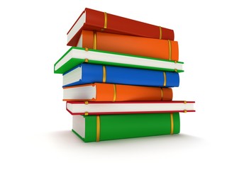 Stack of Books on white background. 3d render