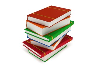 Stack of Books on white background. 3d render