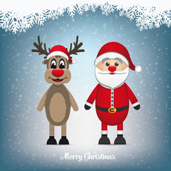 reindeer and santa claus winter snowy landscape