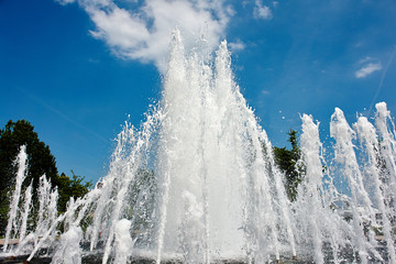 Water jet in a city park fountain