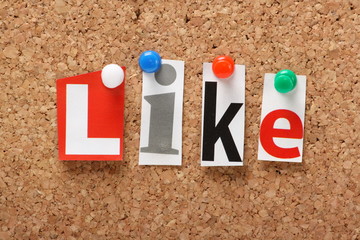 The word Like on a cork notice board