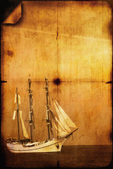 photo sailing ship in retro style