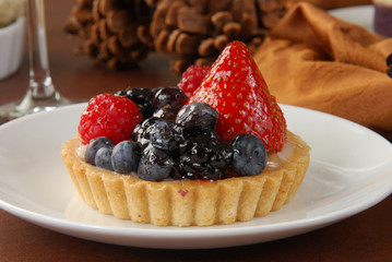 Strawberry and blueberry dessert tart