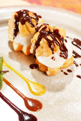 profiteroles with ice cream