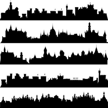 Cities and castles silhouettes