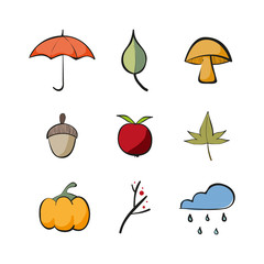 Set of autumn icons