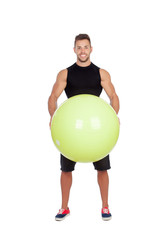 Attractive men with a big ball of pilates