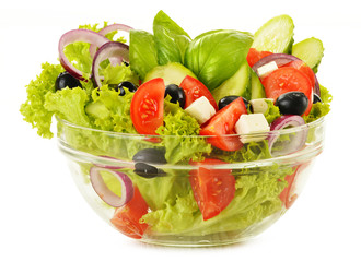 Vegetable salad bowl isolated on white © monticellllo