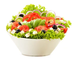 Foto auf Glas Vegetable salad bowl isolated on white © monticellllo