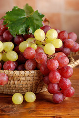 Naklejka na ściany i meble grappoli di uva rossa e bianca nella cesta