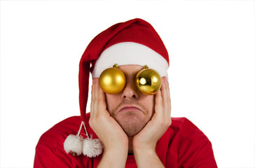 Falsches Geschenk - Enttäuschter Weihnachtsmann mit Christbaumku