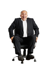 laughing man sitting on office chair