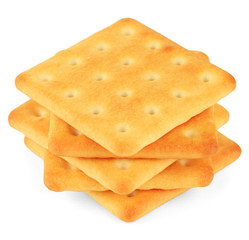 Delicious crackers isolated on white