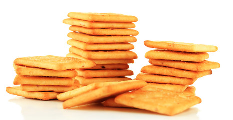 Delicious crackers isolated on white