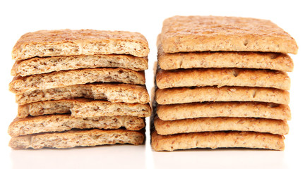 Delicious crackers isolated on white