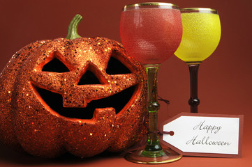 Halloween drinks with vintage gothic style goblets