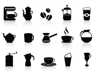 black coffee icons set