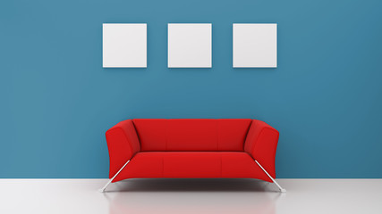 Red Sofa_blue wall