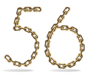 Golden five and six numbers, made with chains