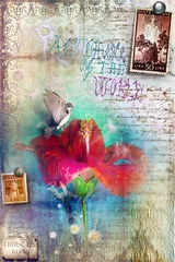 Fotobehang Fantasie Hibiscus in the grunge background