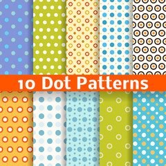 Different dot vector seamless patterns (tiling).