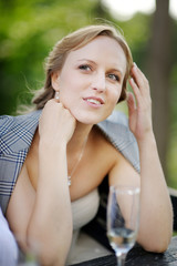 Outdoor portrait of a beautiful young bride