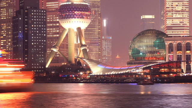 Shanghai night, closeup time-lapse
