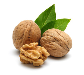 Walnut and leaves