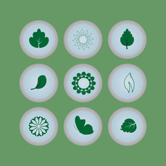 set of eco icons buttons