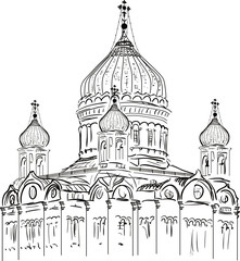 orthodox charch sketch on white background