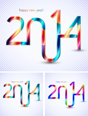 set of 3d typographic illustration of new year 2014