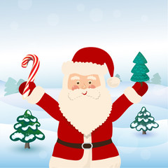 Santa Claus in winter forest, vector