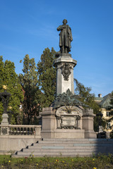 Adam Mickiewicz, famous Polish poet statue in  Warsaw
