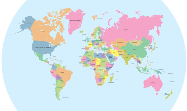 Coloured political map of the world vector