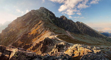 Fototapeta premium Sunset in mountains in High Tatras, Slovakia