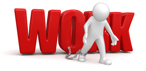 Man and work (clipping path included)